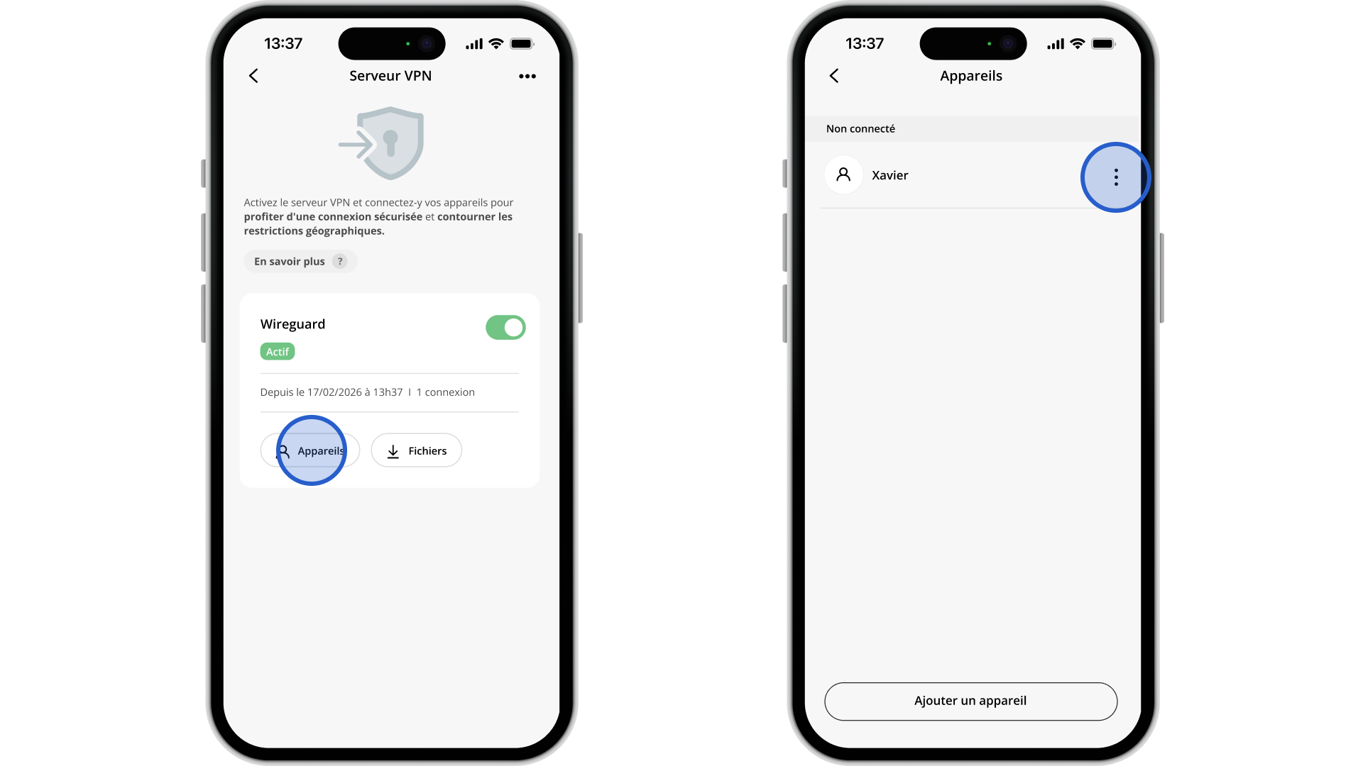 Application Free : comment supprimer un appareil connecté à mon VPN ? - null