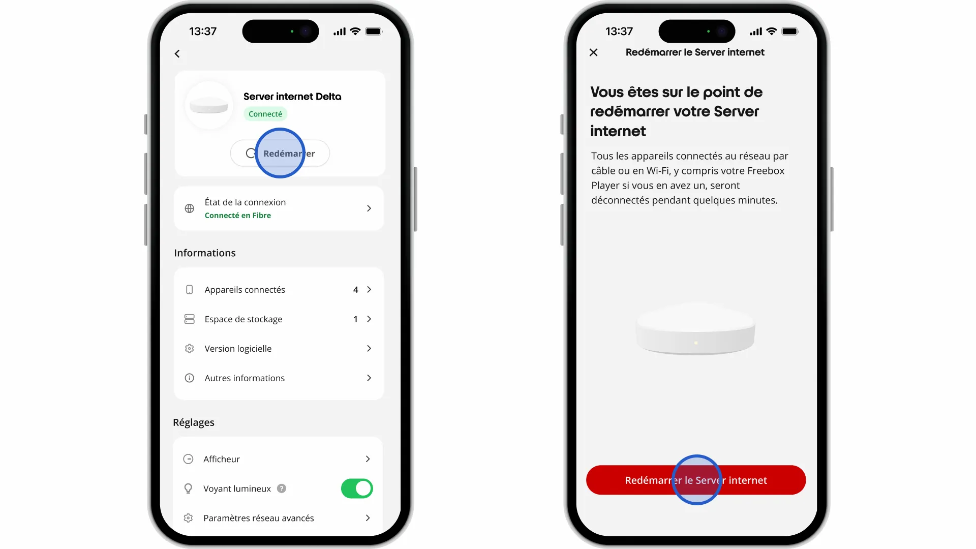 Application Free : comment redémarrer mon Server internet ? - null