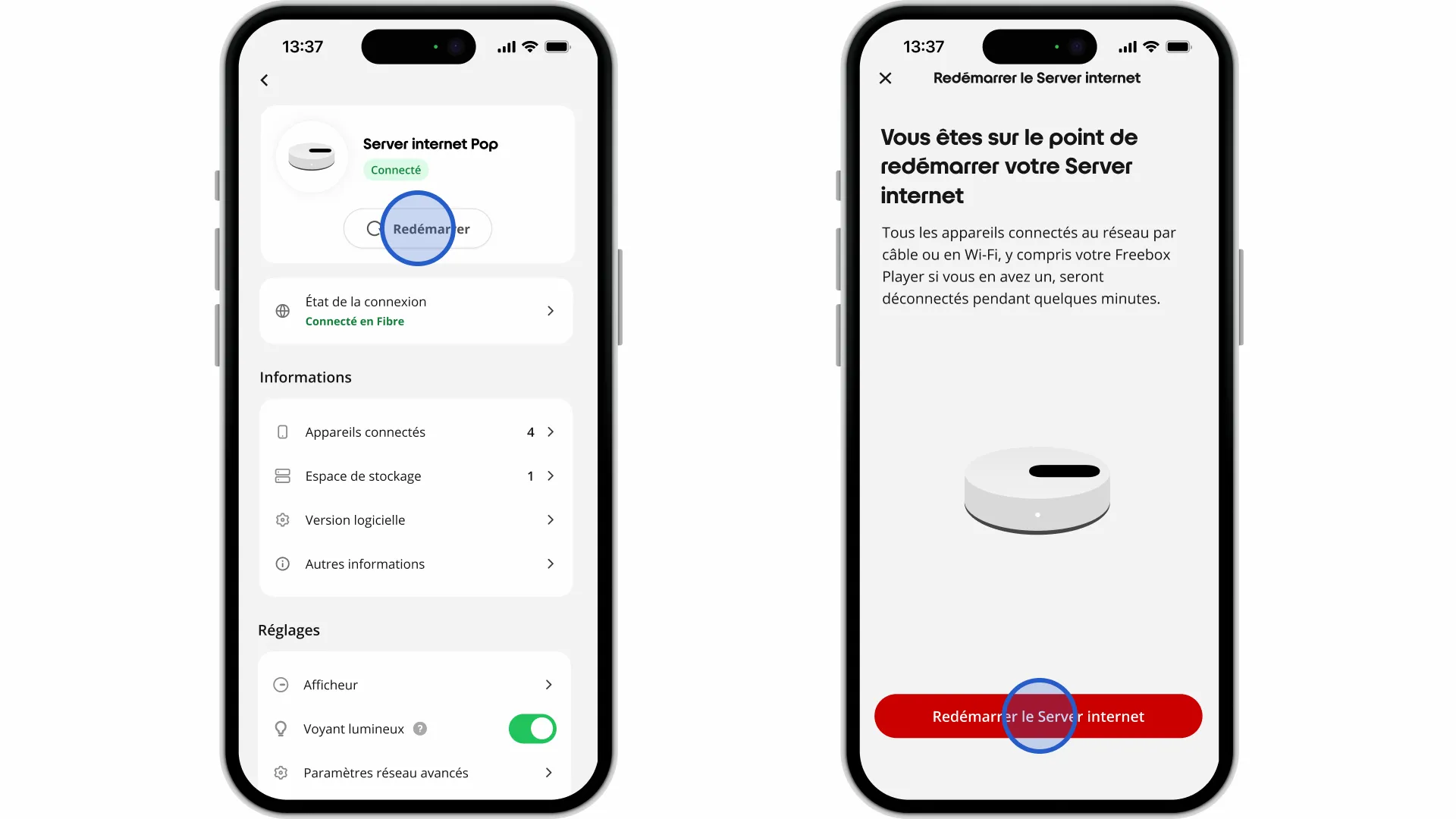 Application Free : comment redémarrer mon Server internet ? - null