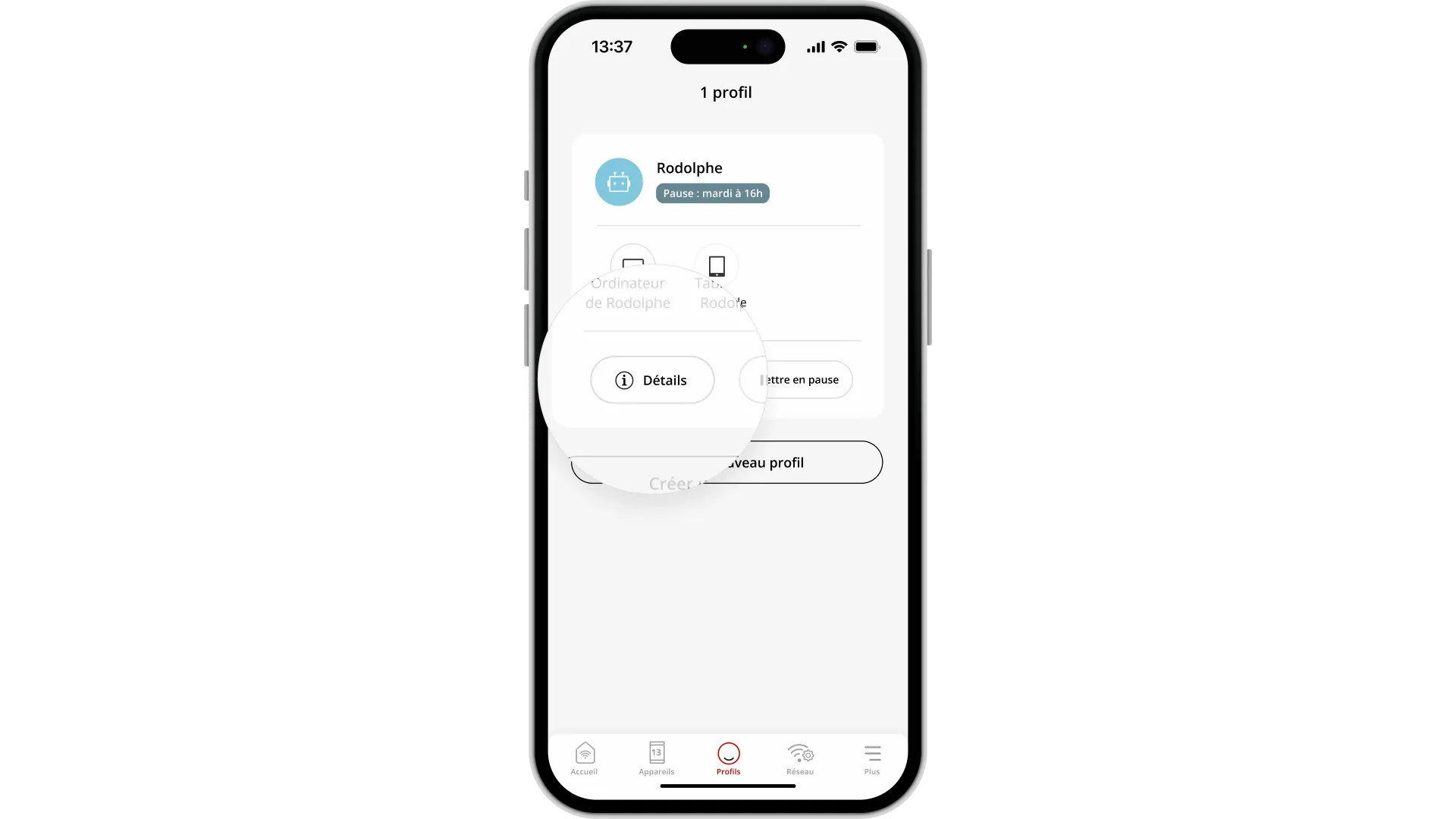 Freebox Connect : désactiver ou supprimer une pause planifiée (contrôle parental) - Détails du profil