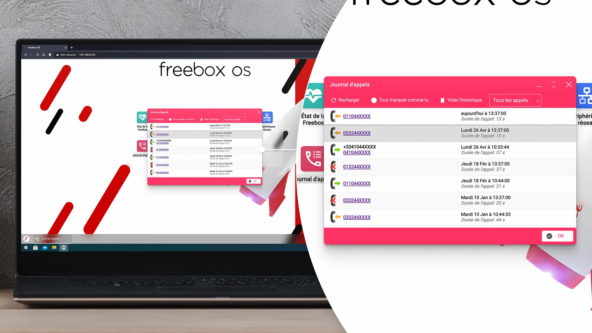 Freebox OS : consulter mon journal d'appels téléphoniques - Liste d'appels reçus et/ou émis