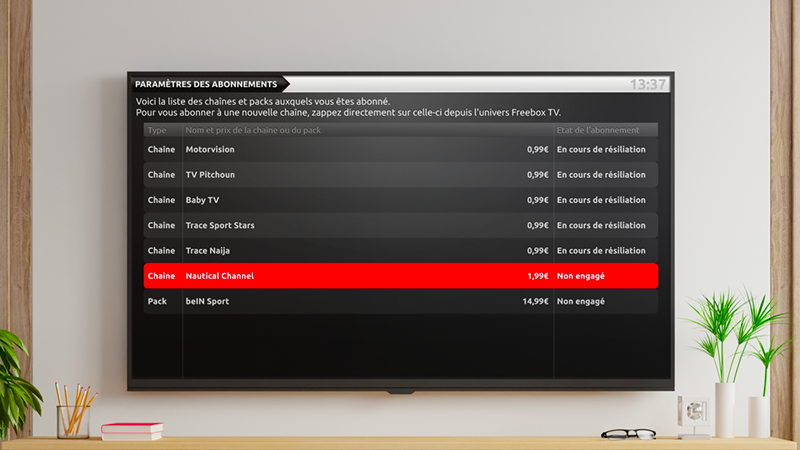 Résilier une chaîne payante - Sélection de la chaîne