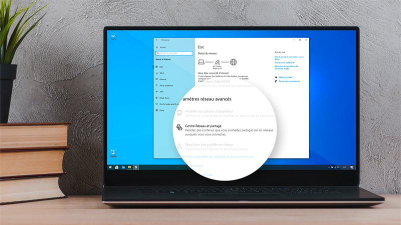 Accéder à mon ordinateur depuis ma TV (UPnP AV) : préparer mon PC sous Windows - Rubrique Centre réseau et partage.